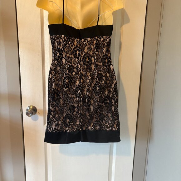 90s sz 8 Black Lace Mini Dress Laundry by Shelli Segal - Picture 5 of 7